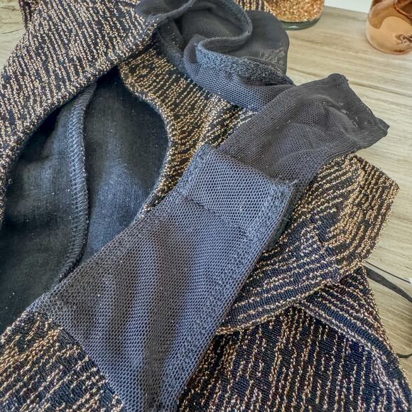 NWT Miami of Francescas Metallic Twist Front Stretch Long Sleeve Body Suit-Small - Picture 11 of 11